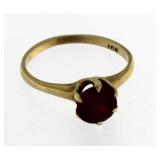 10kt Gold Vintage Red Garnet Solitaire Ring