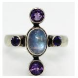 Moonstone & Amethyst Estate Ring
