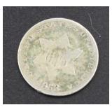 1853 Silver 3 Cent Piece