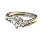 14kt Gold Princess Quad Cut Diamond Ring