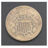 1864 Full Motto Copper 2 Cent Piece