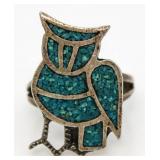 Turquoise Owl Designer Ring