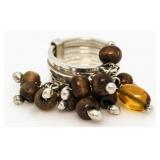 Citrine & Wood Bead Estate Ring