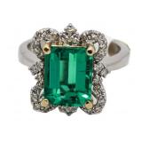 14kt Gold 3.74ct Emerald & Diamond Ring