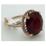 14kt Gold 13.78 ct Ruby & Diamond Ring