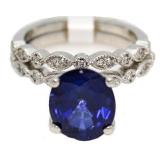 14k Gold 4.49ct Sapphire & Diamond Two-Ring Bridal