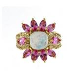 Quality 3.50 ct Fire Opal & Tourmaline Ring