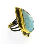 Pear Cut Genuine 22.40 ct Turquoise Ring