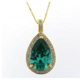 Pear Cut 14.40 ct Blue Zircon & Diamond Pendant