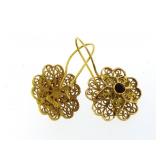 14kt Gold Antique Garnet Flower Earrings