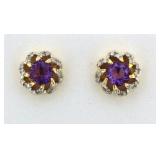 Antique Style Amethyst & Macrasite Earrings