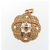 Rose Toned Cushion Cut White Topaz Pendant