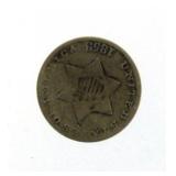 1853 Silver 3 Cent Piece