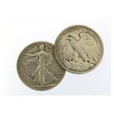 (2) Better 1939 Walking Liberty Silver Half Dollar