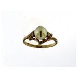 10kt Gold Vintage Pearl & Diamond Ring