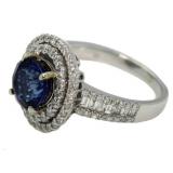14kt Gold 4.32 ct Round Sapphire & Diamond Ring