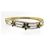 Genuine Sapphire & Diamond Accent Cuff Bracelet