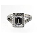 Emerald Cut 2.50 ct White Topaz Designer Ring