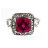 Cushion Cut 5.50 ct Pink Topaz Designer Ring
