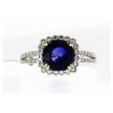14kt Gold 3.44 ct Sapphire & Diamond Ring