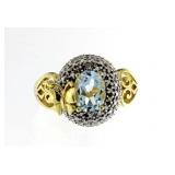 Genuine Blue Topaz & Diamond Ring