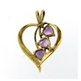 14kt Gold 1.50 ct Genuine Amethyst Heart Pendant