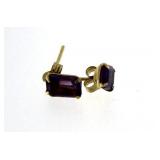 14kt Gold Emerald Cut Genuine Amethyst Earrings