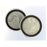 (2) .999 Pure Silver Boston Tea Party Coins