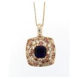 Quality Pink White & Blue Sapphire Pendant
