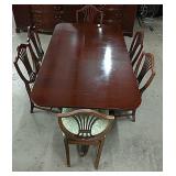 Mahogany Table & 6 Shield Back Chairs