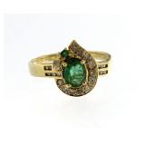 14kt Gold Genuine 1.20 ct Emerald & Diamond Ring