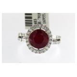 14kt Gold Round 7.76 ct Ruby & Diamond Ring