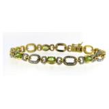 Genuine Peridot & Diamond Tennis Bracelet