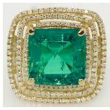 14kt Gold 10.41 ct Emerald & Diamond Ring