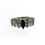 10kt Gold Genuine Sapphire & Diamond Ring