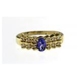 14kt Gold Natural Tanzanite & Diamond Ring