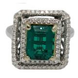 14kt Gold 4.24 ct Emerald & Diamond Ring