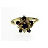 10kt Gold Genuine Sapphire & Diamond Ring