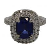14kt Gold 4.31ct Sapphire & Diamond Ring