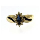 14kt Gold Genuine Sapphire & Diamond Ring