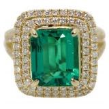 14kt Gold 5.03 ct Emerald & Diamond Ring
