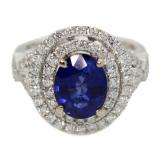 14kt Gold 5.18 ct Sapphire & Diamond Ring