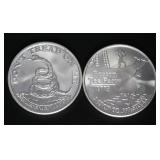 (2) Boston Tea Party .999 Pure Silver Coins