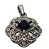 14kt Gold Genuine Sapphire & Diamond Pendant