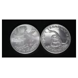 (2) Boston Tea Party .999 Pure Silver 1 Oz Coins