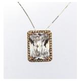 Radiant Cut 14.50 ct White Topaz Pendant