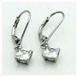 Princess Cut White Topaz Earrings