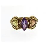 10kt Gold Antique Fancy Marquise Amethyst Ring