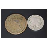 1842 Large Cent & 1919 Buffalo Nickel