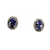 Genuine Tanzanite & Diamond Earrings
